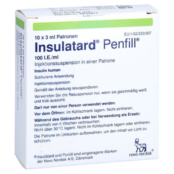 INSULATARD Penfill 100 I.E./ml Inj.-S.Zylinderamp. 10X3 ml