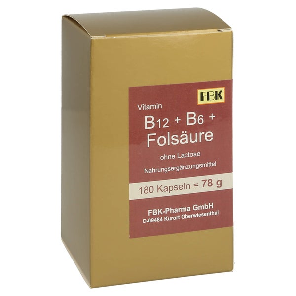 B12+b6+folsäure ohne Lactose Kapseln 180 St