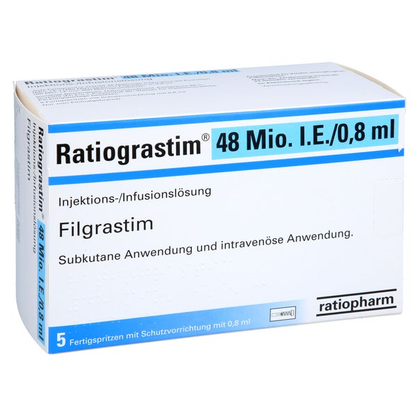 RATIOGRASTIM 48 Mio.I.E./0,8 ml Inj./Inf.L.i.FS SV 5 St