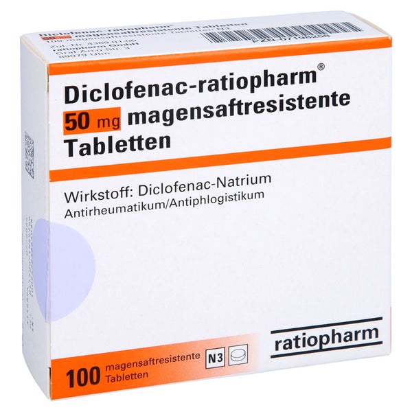 DICLOFENAC-ratiopharm 50 mg magensaftres.Tabl. 100 St