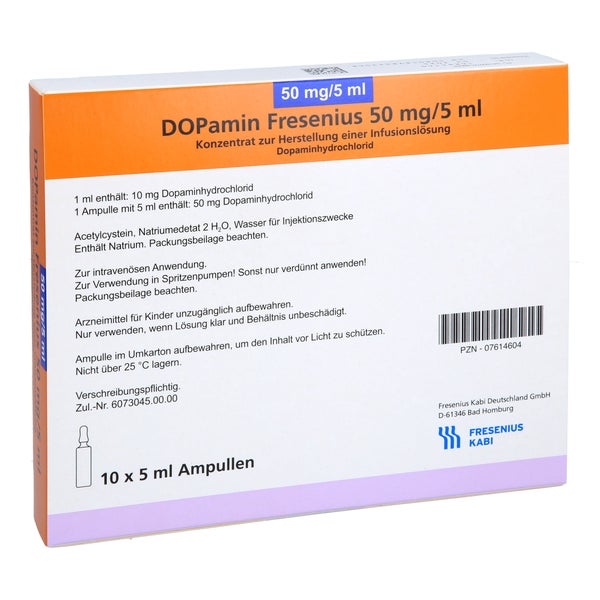 DOPAMIN Fresenius 50 mg Konzentrat Glas 10X5 ml