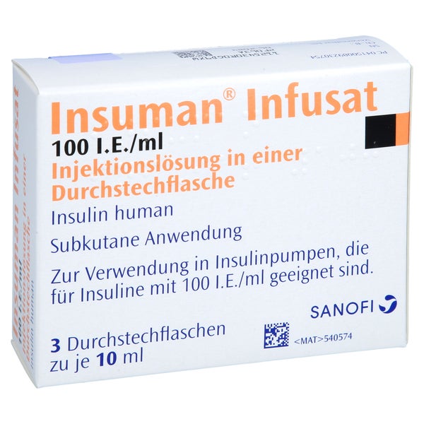 INSUMAN Infusat 100 I.E./ml Inj.-Lsg.i.e.Dsfl. 3X10 ml