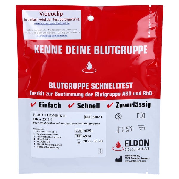 Blutgruppe Schnelltest Eldon Home-Kit HK 1 St