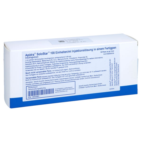 APIDRA 100 E/ml SoloStar Inj.-Lsg.i.e.Fertigpen 10X3 ml