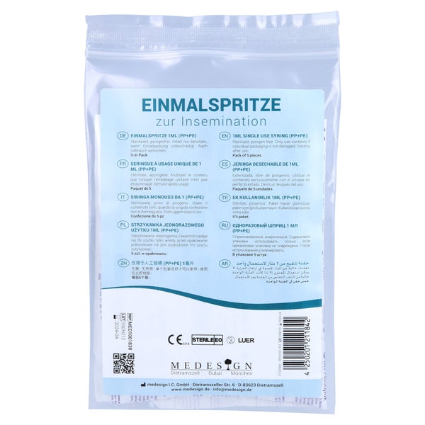 Einmalspritze 1 ml für Insemination 5 St