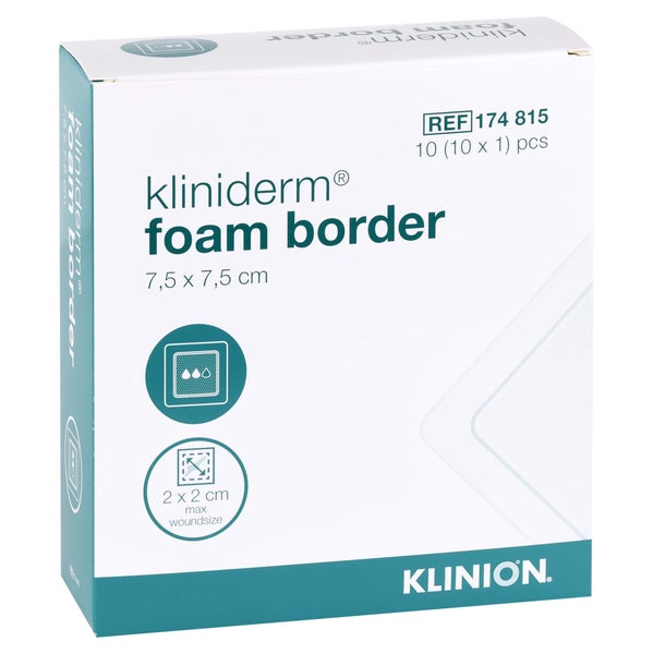 Kliniderm foam Border 7,5x7,5 cm steril 10 St