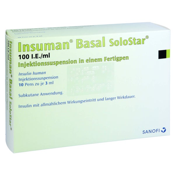 INSUMAN Basal 100 I.E./ml SoloStar Fertigpen 10X3 ml