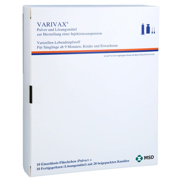 Varivax Fertigspritze ohne Kanüle 10X0,5 ml