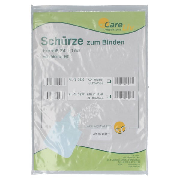 Schürze Folie 75x130 cm waschbar weiß 1 St
