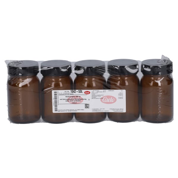 Weithalsglas Braun 200 ml m.Schraubdecke 5 St