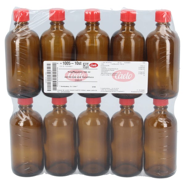 Tropfflasche 100 ml braun m.Einsatz+Vers 10 St