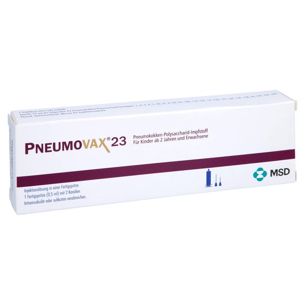 PNEUMOVAX 23 Inj.L.i.e.Fertigspr.+2 beigef.Kanülen 0,5 ml