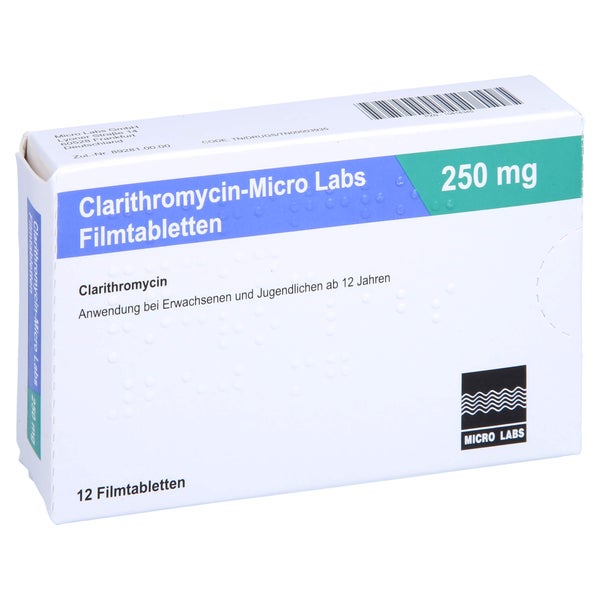 CLARITHROMYCIN Micro Labs 250 mg Filmtabletten 12 St