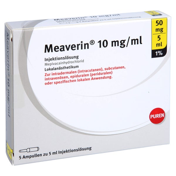 MEAVERIN 1% 10 mg/ml Inj.-Lsg.50 mg/5 ml Glasamp. 5X5 ml