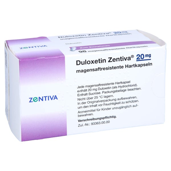 DULOXETIN Zentiva 20 mg magensaftres.Hartkapseln 98 St