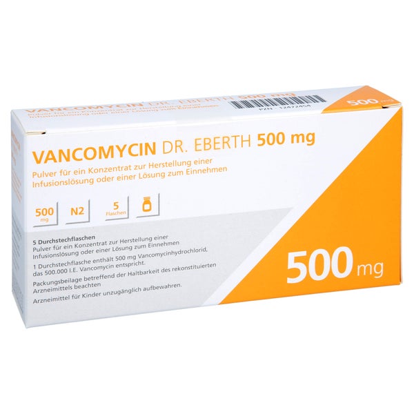 VANCOMYCIN Dr.Eberth 500mg P.z.H.e.Inf./L.z.Einn. 5 St
