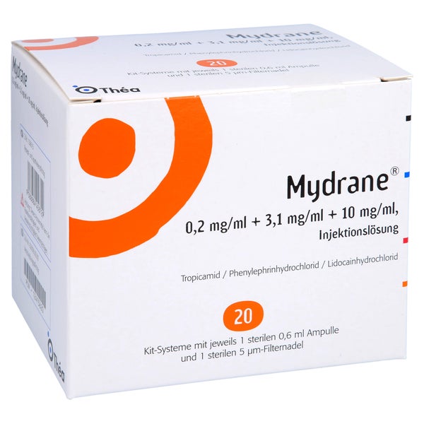 MYDRANE 0,2 mg/ml + 3,1 mg/ml + 10 mg/ml Inj.-Lsg. 20 St