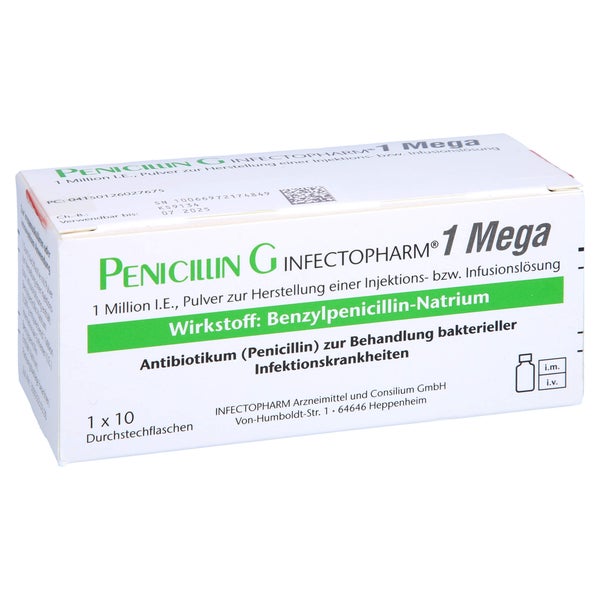 PENICILLIN G INFECTOPHARM 1 Mega P.z.H.e.IIL Dsfl. 10 St