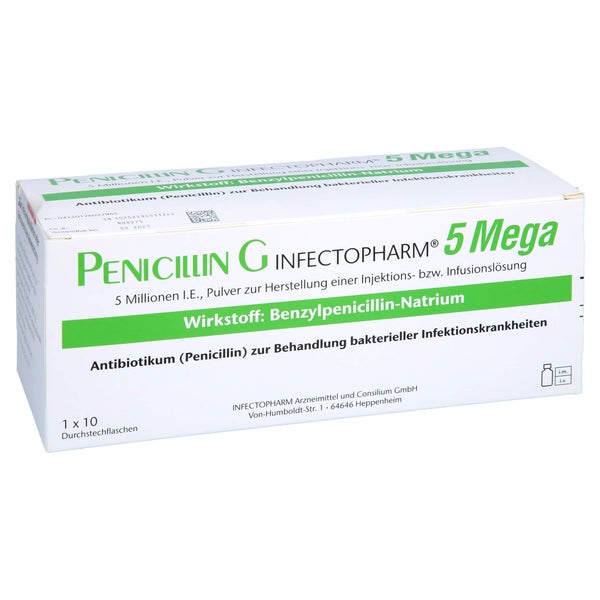 PENICILLIN G INFECTOPHARM 5 Mega P.z.H.e.IIL Dsfl. 10 St