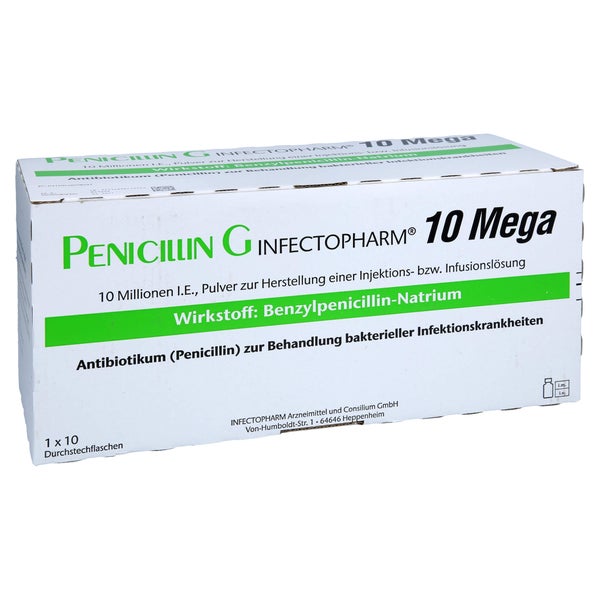 PENICILLIN G INFECTOPHARM 10 Mega P.z.H.e.IIL Dsfl 10 St
