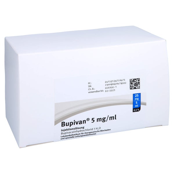 BUPIVAN 0,5% 5 mg/ml Inj.L.25mg/5ml Glasamp. 50X5 ml
