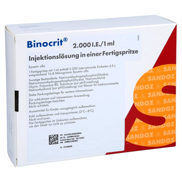 BINOCRIT 2.000 I.E./1 ml Inj.-Lsg.i.e.Fertigspr. 6X1 ml