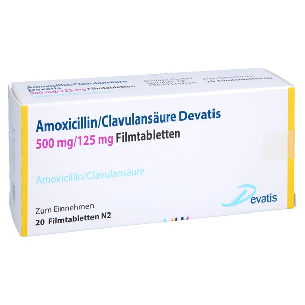 AMOXICILLIN/Clavulansäure Devatis 500mg/125mg FTA 20 St