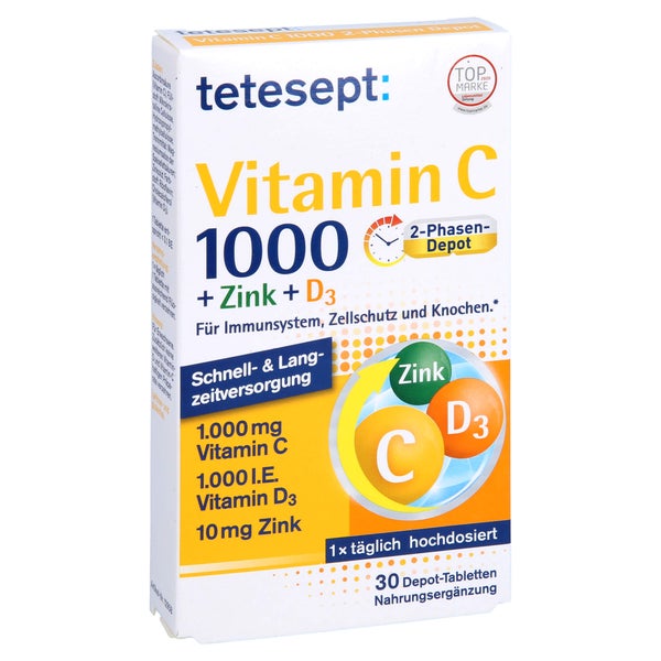 Tetesept Vitamin C 1.000+Zink+D3 1.000 I 30 St