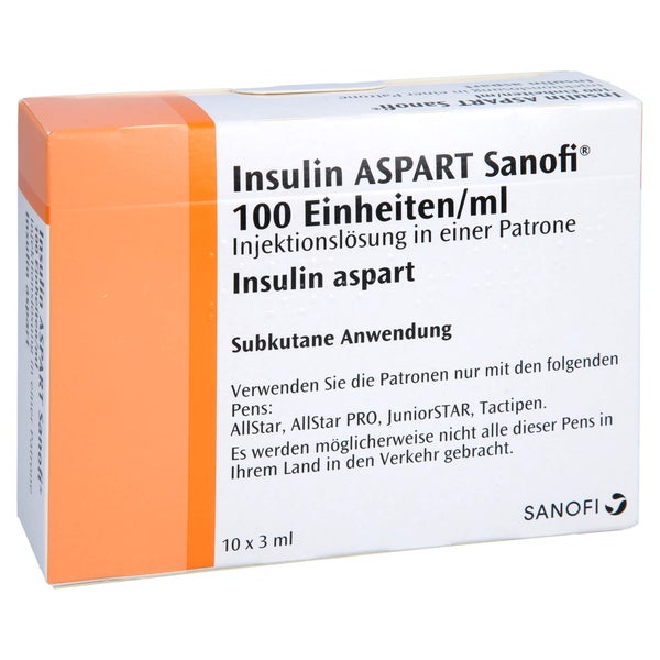 INSULIN ASPART Sanofi 100 E/ml Patrone 10X3 ml 10X3 ml