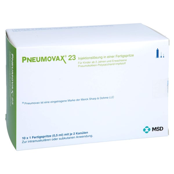PNEUMOVAX 23 Inj.L.i.e.Fertigspr.+2 beigef.Kanülen 10X0,5 ml