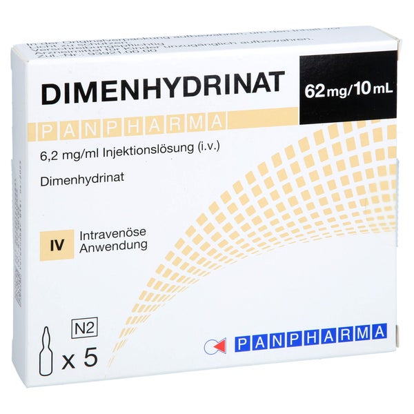 DIMENHYDRINAT PANPHARMA 6,2 mg/ml Inj.-Lsg. i.v. 5X10 ml
