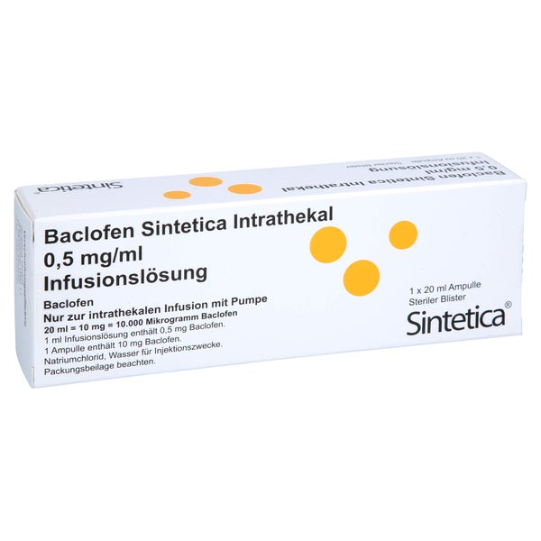 BACLOFEN Sintetica Intrathekal 0,5mg/ml Inf.-L.Amp 1X20 ml