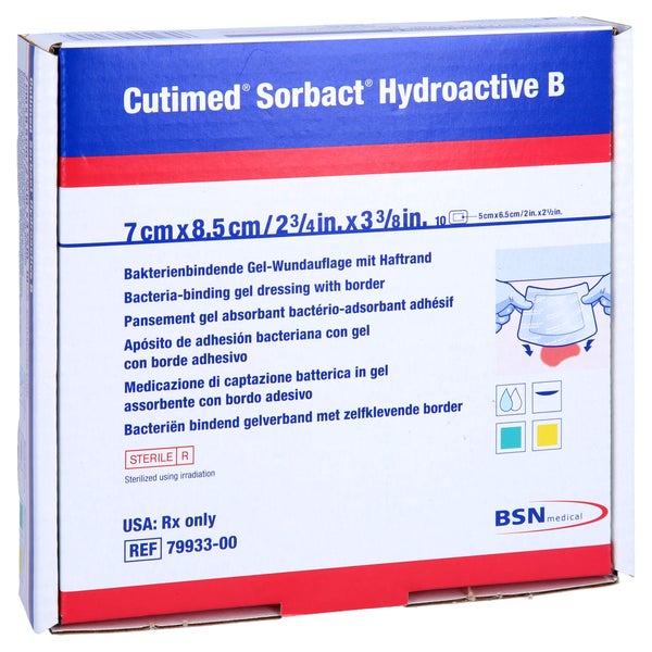 Cutimed Sorbact Hydroactive B Gel-v.7x8,5 Cm Haft. 10 St