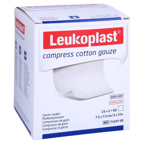 Leukoplast Compress Cotton Gauze Ste 7.5x7.5 8f 25X5 St 25X2 St
