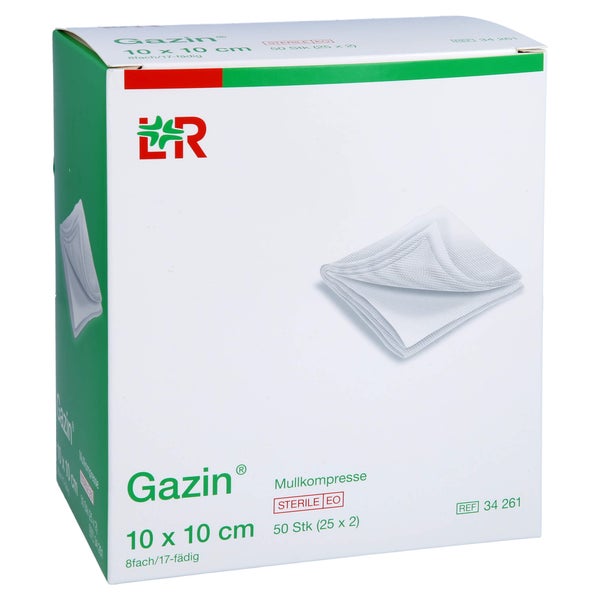 Gazin Mullkomp.10x10 Cm Steril 8fach 25X2 St