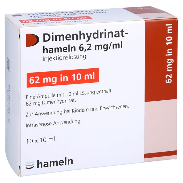DIMENHYDRINAT-hameln 6,2 mg/ml Injektionslösung 10X10 ml