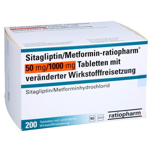 SITAGLIPTIN/Metformin-ratiopharm 50mg/1000mg TVW 200 St