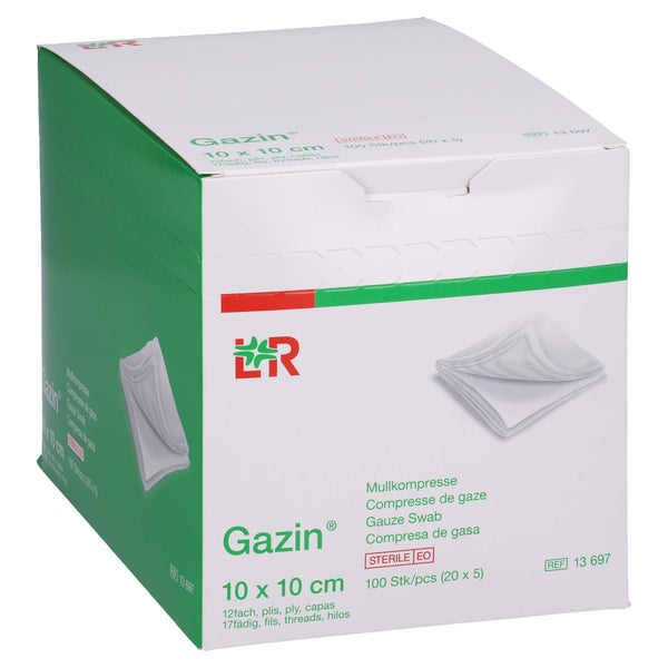 Gazin Mullkomp.10x10 Cm Steril 12fach Groß 20X5 St