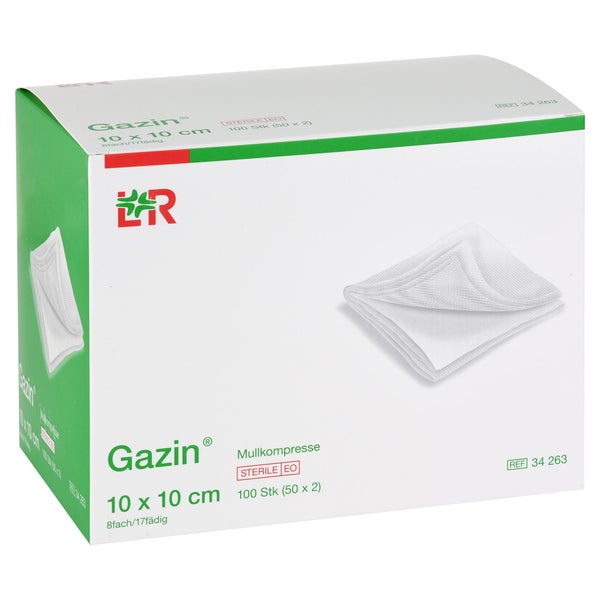 Gazin Mullkomp.10x10 cm steril 8fach 50X2 St