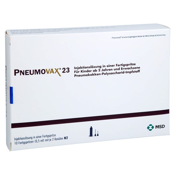 PNEUMOVAX 23 Inj.L.i.e.Fertigspr.+2 beigef.Kanülen 10X0,5 ml
