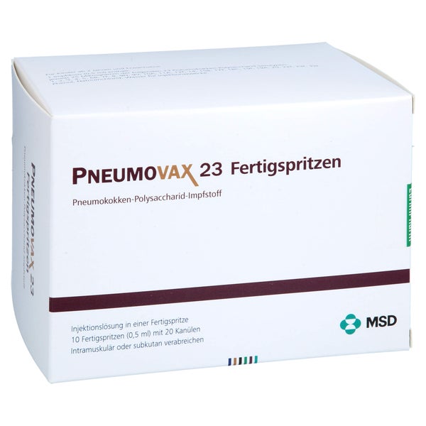 PNEUMOVAX 23 Inj.L.i.e.Fertigspr.+2 beigef.Kanülen 10X0,5 ml