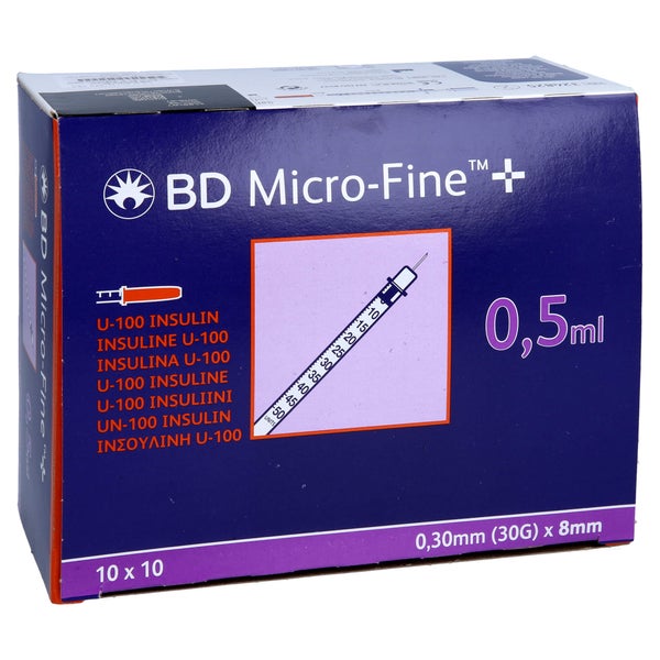 BD Micro-fine+ Insulinspr.0,5 ml U100 8 100X0,5 ml