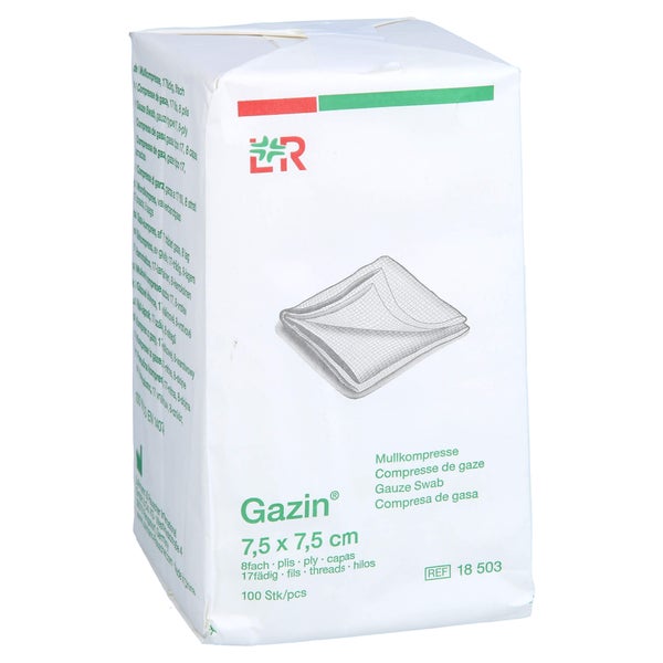 Gazin Mullkomp.7,5x7,5 cm unsteril 8fach 100 St