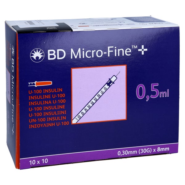 BD Micro-fine+ Insulinspr.0,5 ml U100 0, 100X0,5 ml