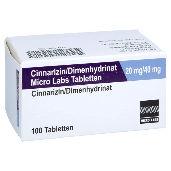 Cinnarizin/dimenhydrinat Micro Labs 20/4 100 St