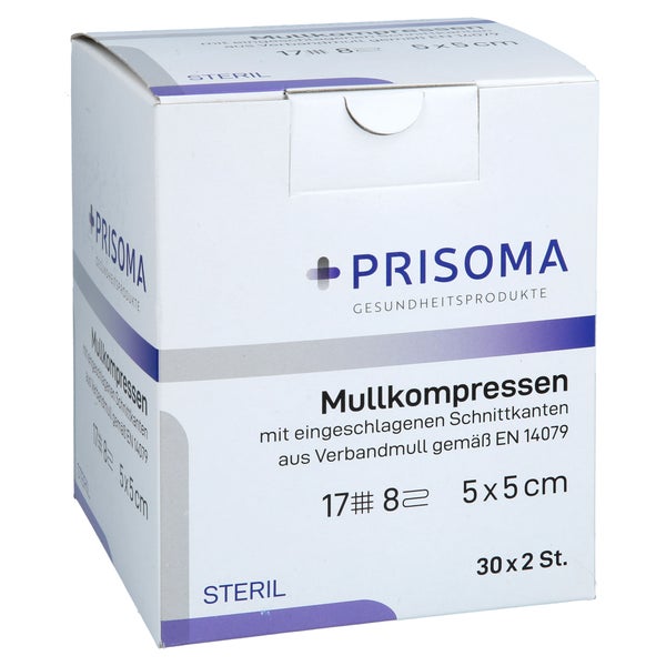 Mullkompressen Prisoma 5x5 cm steril 8fa 30X2 St