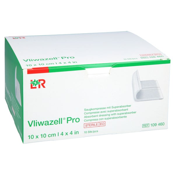 Vliwazell Pro Superabsorb.kompr.steril 10x10 Cm 10 St