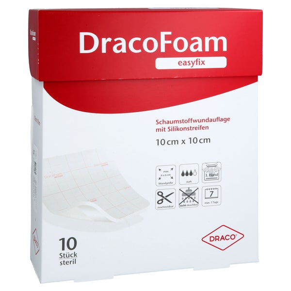 Dracofoam Easyfix Schaumstoff Wundauflage 10x10 Cm 10 St