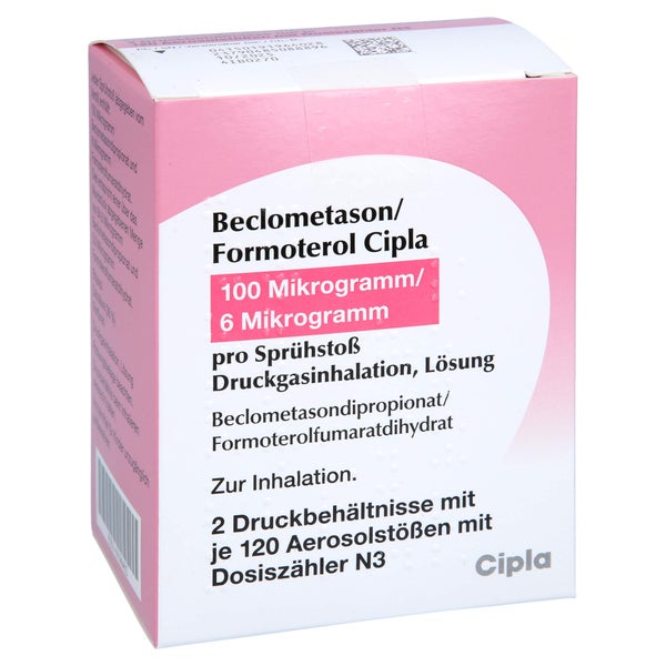 Beclometason/formoterol Cipla 100/6 µg 120 Hub Dos 2 St
