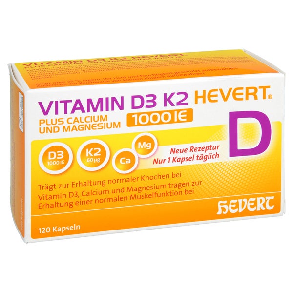 Vitamin D3 K2 Hevert + Ca. & Mg 1000 IE 120 St
